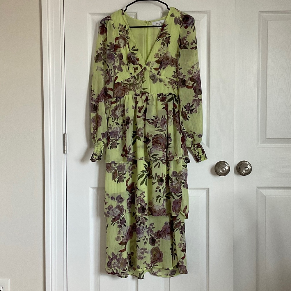 Floral Green and Purple Women's Dress